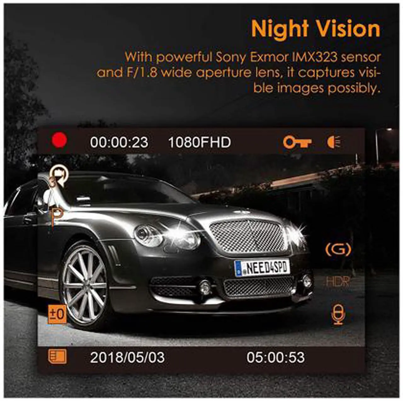 Alt view image 3 of 7 - Vantrue T2-G 24/7 Surveillance Super Capacitor Dash Cam 1920x1080P OBD Car Camera 2.0'' LCD 160° Dashboard Camera Recorder w/Night Vision, Sony Sensor, Wave Guard Parking Monitor, Support 256GB