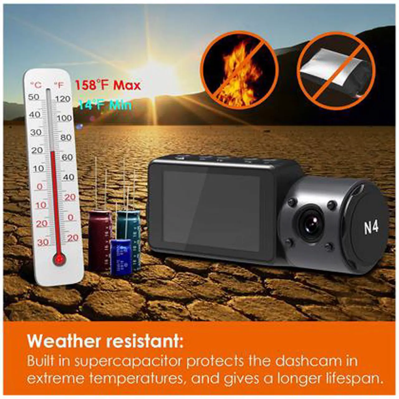 Alt view image 2 of 5 - Vantrue N4 Three Channel Front, Inside and Rear Dash Cam, 1440P+1080P+1080P Triple Car Accident Capacitor Dash Camera, IR Night Vision, 24 Hours Parking Mode, Collision Detection, Support 256GB Max