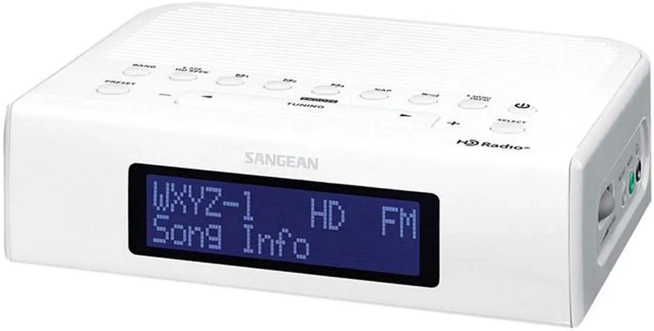 Main image of Sangean HDR-15 AM/FM-RBDS Digital Tuning Clock Radio With USB Phone Charging - White