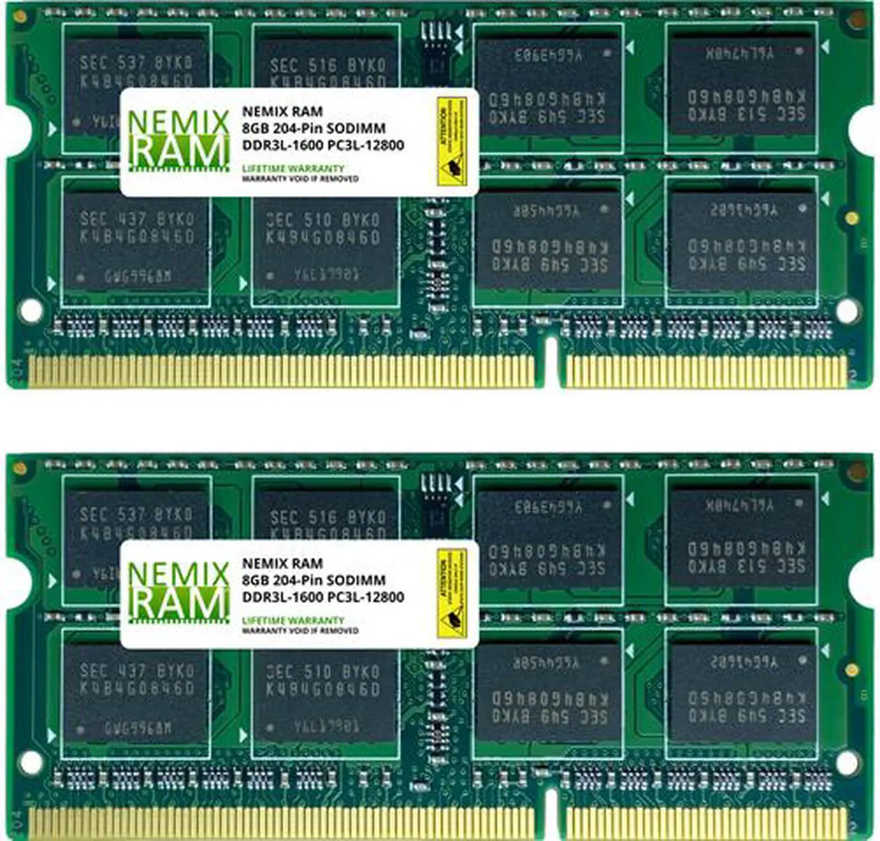 Main image of NEMIX RAM 16GB (2X8GB) DDR3 1600MHZ PC3-12800 2Rx8 1.35V 204-PIN Non-ECC SODIMM Laptop PC PC Unbuffered Memory KIT