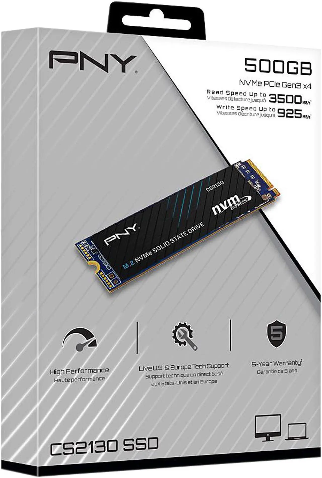 Alt view image 8 of 11 - PNY CS2130 M.2 2280 500GB PCI-Express 3.0 x4, NVMe 1.3 3D NAND Internal Solid State Drive (SSD) M280CS2130-500-RB