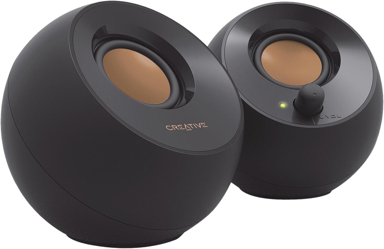 Creative Pebble 2.0 USB-Powered Desktop Speakers with Far-Field Drivers and Passive Radiators for Pcs and Laptops (Black)