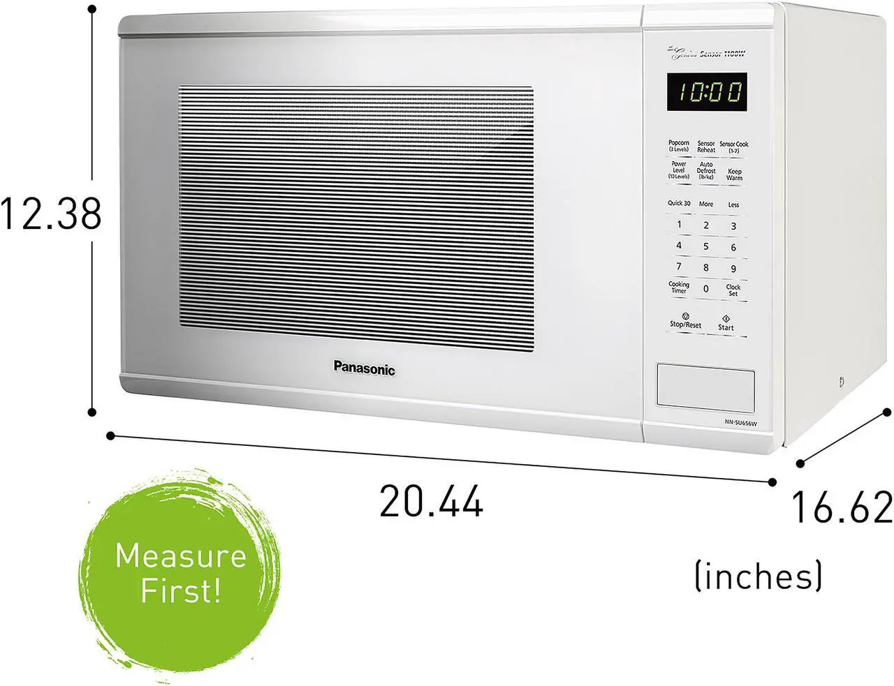 Alt view image 2 of 5 - Panasonic Genius Sensor 1.3 cu. ft. 1100W Countertop Microwave Oven in White (NN-SU656W)