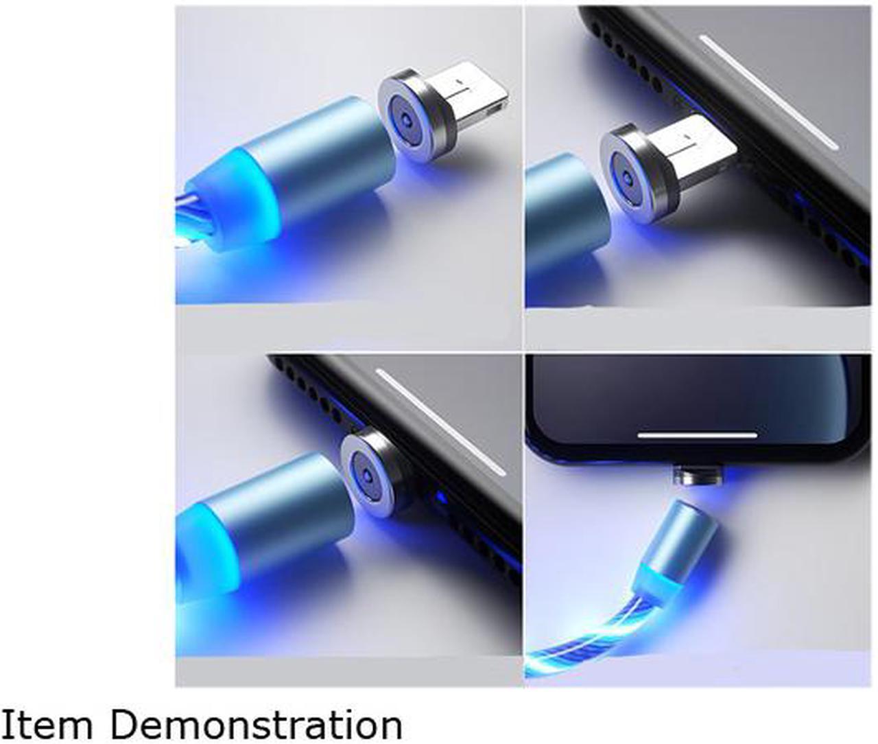 Alt view image 4 of 7 - LED Flowing Magnetic Charger Blue Cable Light Up Candy Moving Party Shining Charger Phone Charging Cable Magnetic Streamer Absorption USB Snap Quick Connect 3 in 1 USB Cable
