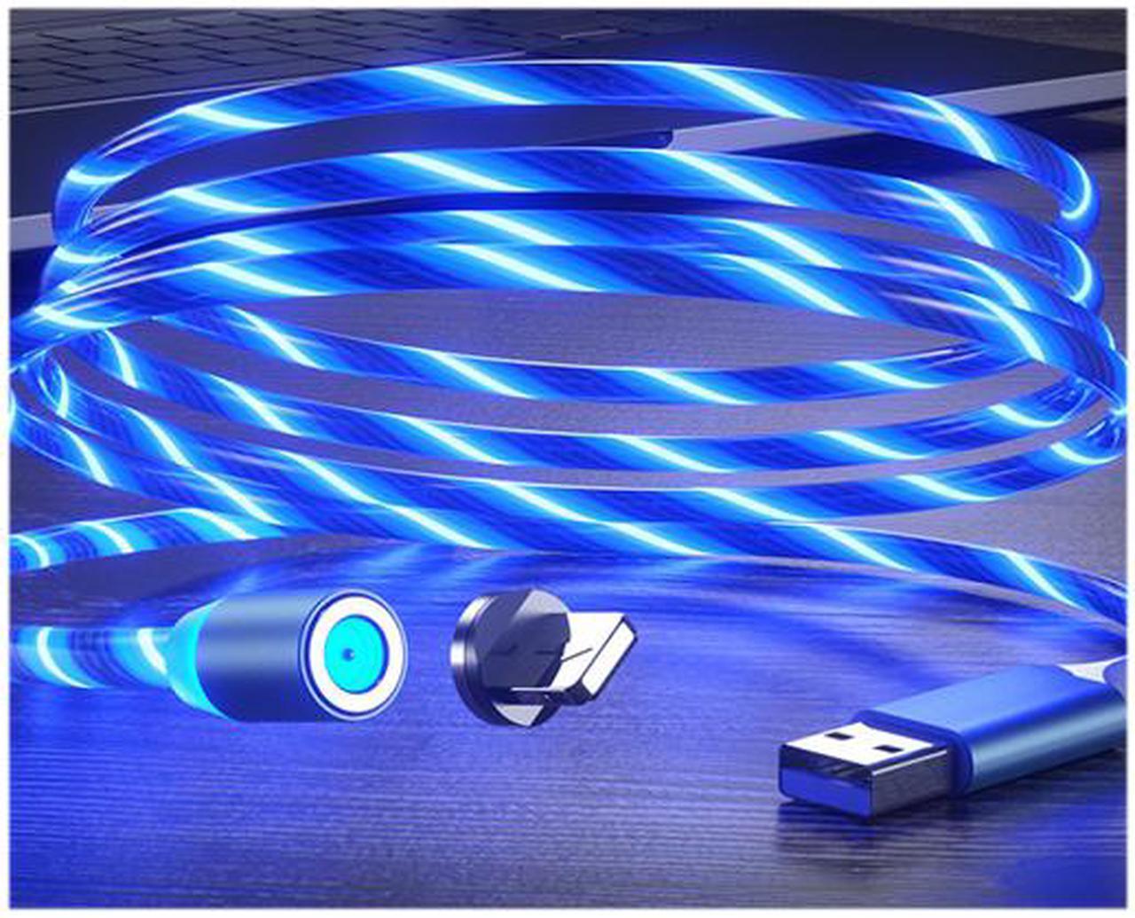Alt view image 3 of 7 - LED Flowing Magnetic Charger Blue Cable Light Up Candy Moving Party Shining Charger Phone Charging Cable Magnetic Streamer Absorption USB Snap Quick Connect 3 in 1 USB Cable