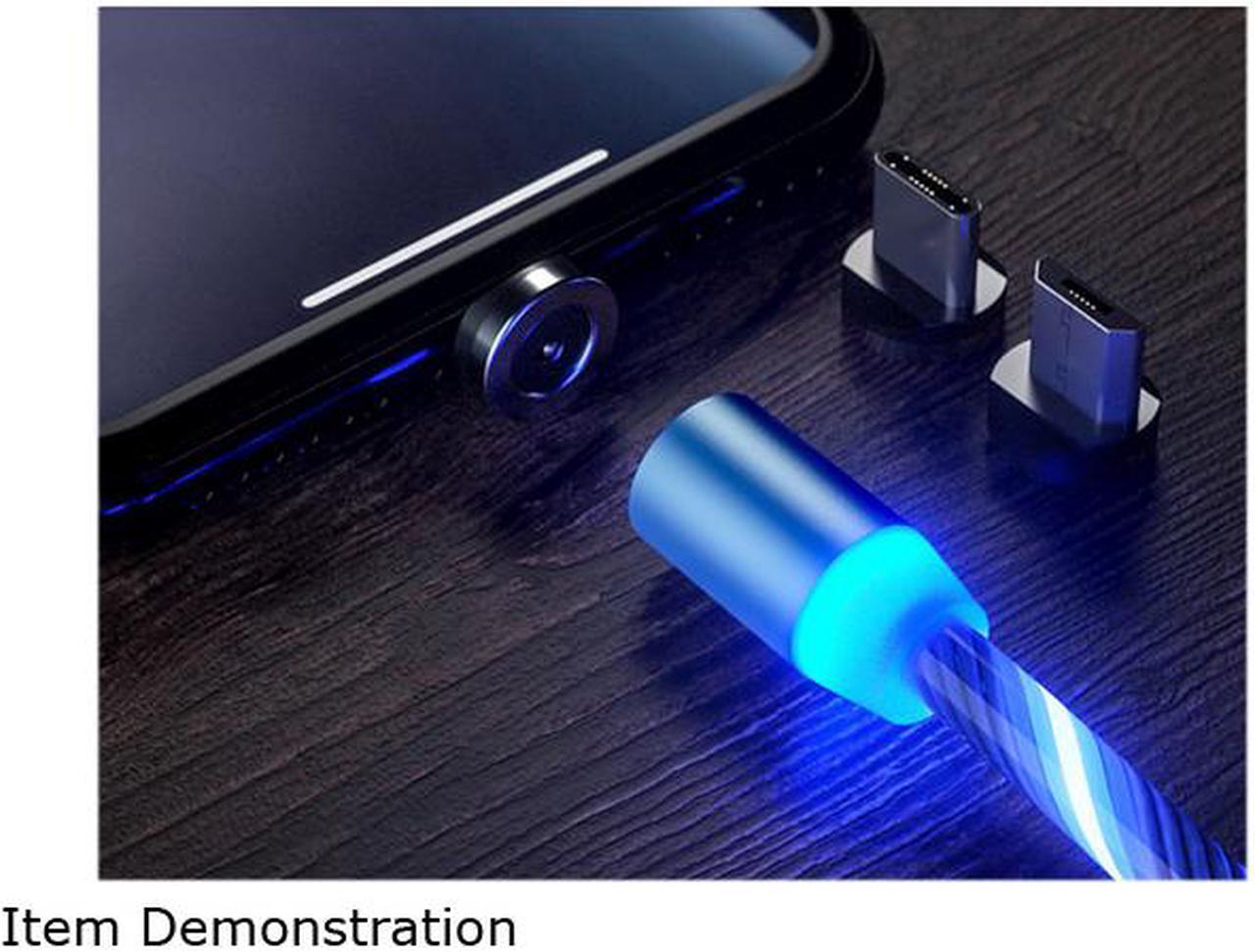 Alt view image 6 of 7 - LED Flowing Magnetic Charger Blue Cable Light Up Candy Moving Party Shining Charger Phone Charging Cable Magnetic Streamer Absorption USB Snap Quick Connect 3 in 1 USB Cable