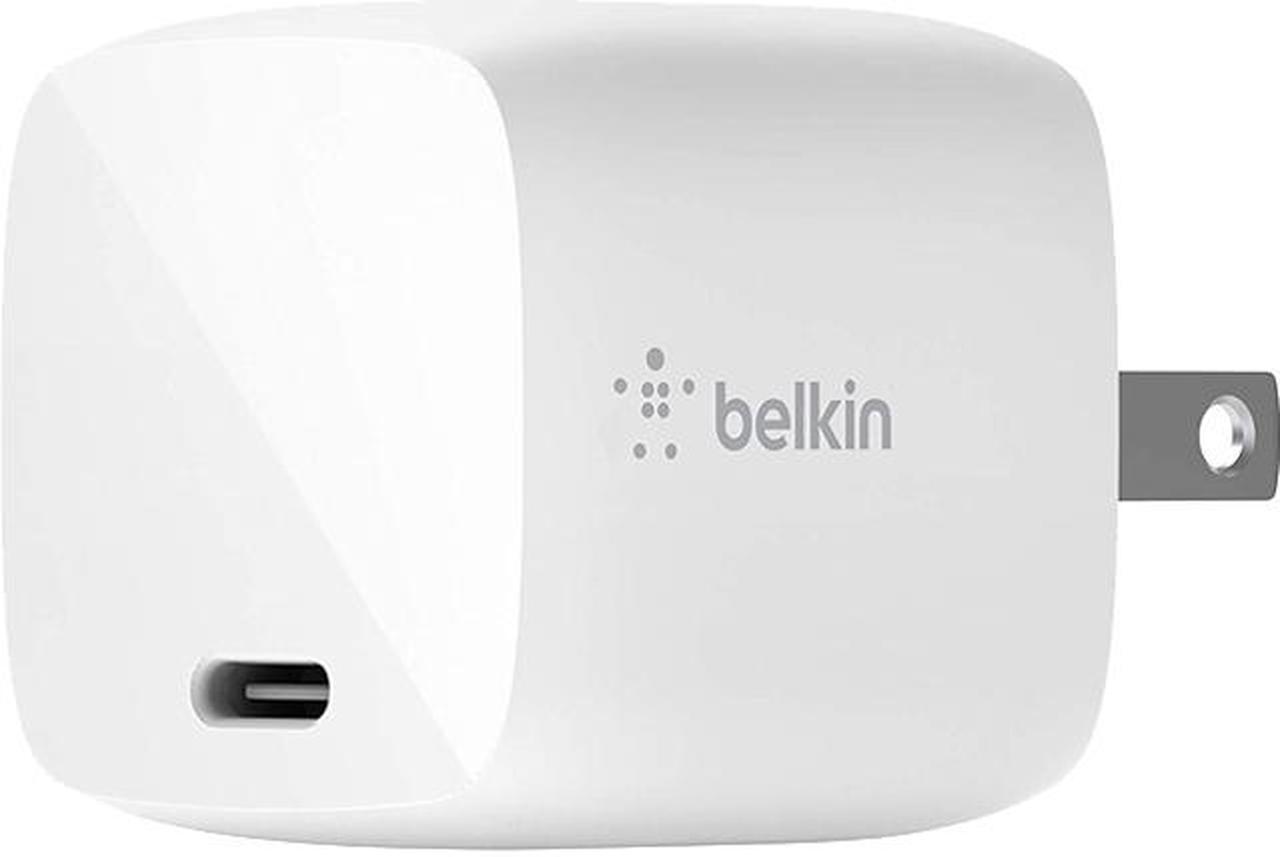 Belkin 30W USB-C Wall Mount GaN Charger PD Power Delivery for iPhone Fast Charger, MacBook Pro Charger, iPad Pro, Pixel, Galaxy, and More (WCH001DQWH)