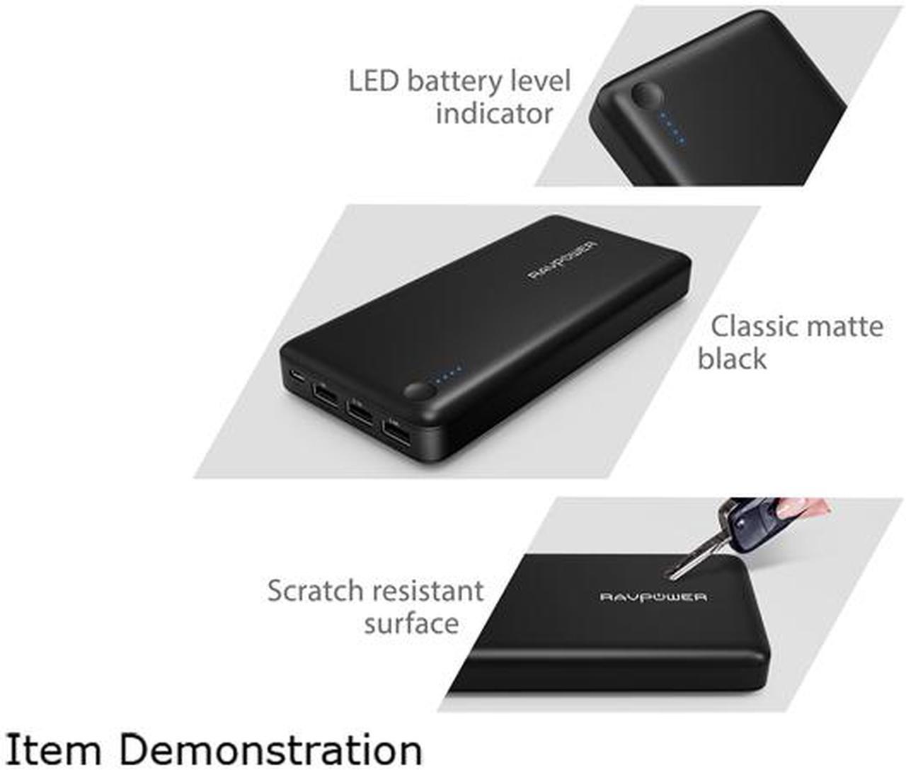 Alt view image 7 of 7 - RAVPower 26800 mAh Total 2A Input, 5.5A 3 USB Output Power Bank External Battery Pack Portable Charger with iSmart Technology - Black