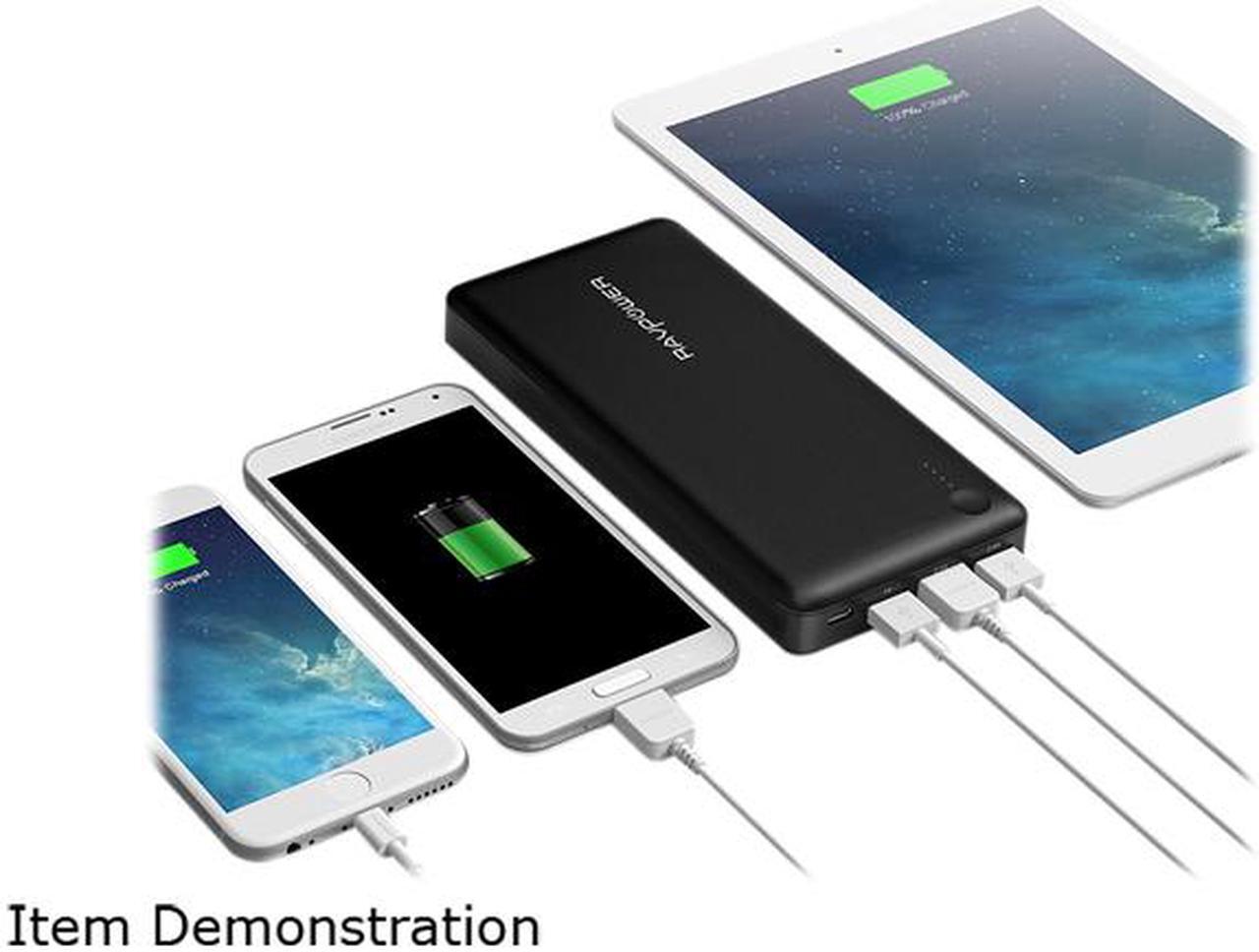 Alt view image 6 of 7 - RAVPower 26800 mAh Total 2A Input, 5.5A 3 USB Output Power Bank External Battery Pack Portable Charger with iSmart Technology - Black