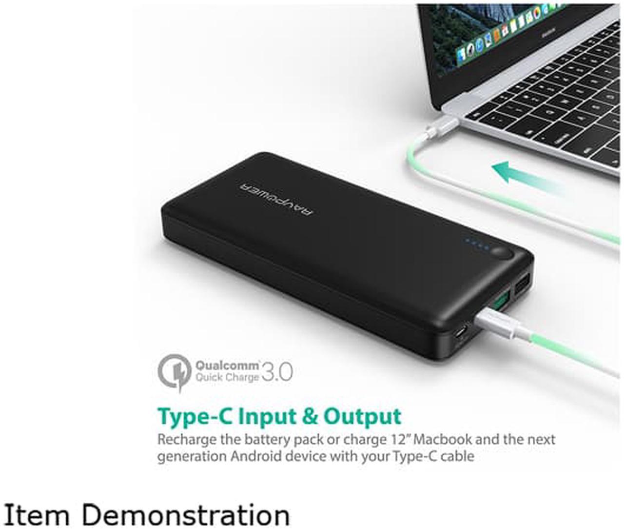 Alt view image 5 of 7 - RAVPower 20100 mAh QC 3.0 Power Bank External Battery Pack Portable Charger with Qualcomm Certified Quick Charge 3.0 - Black