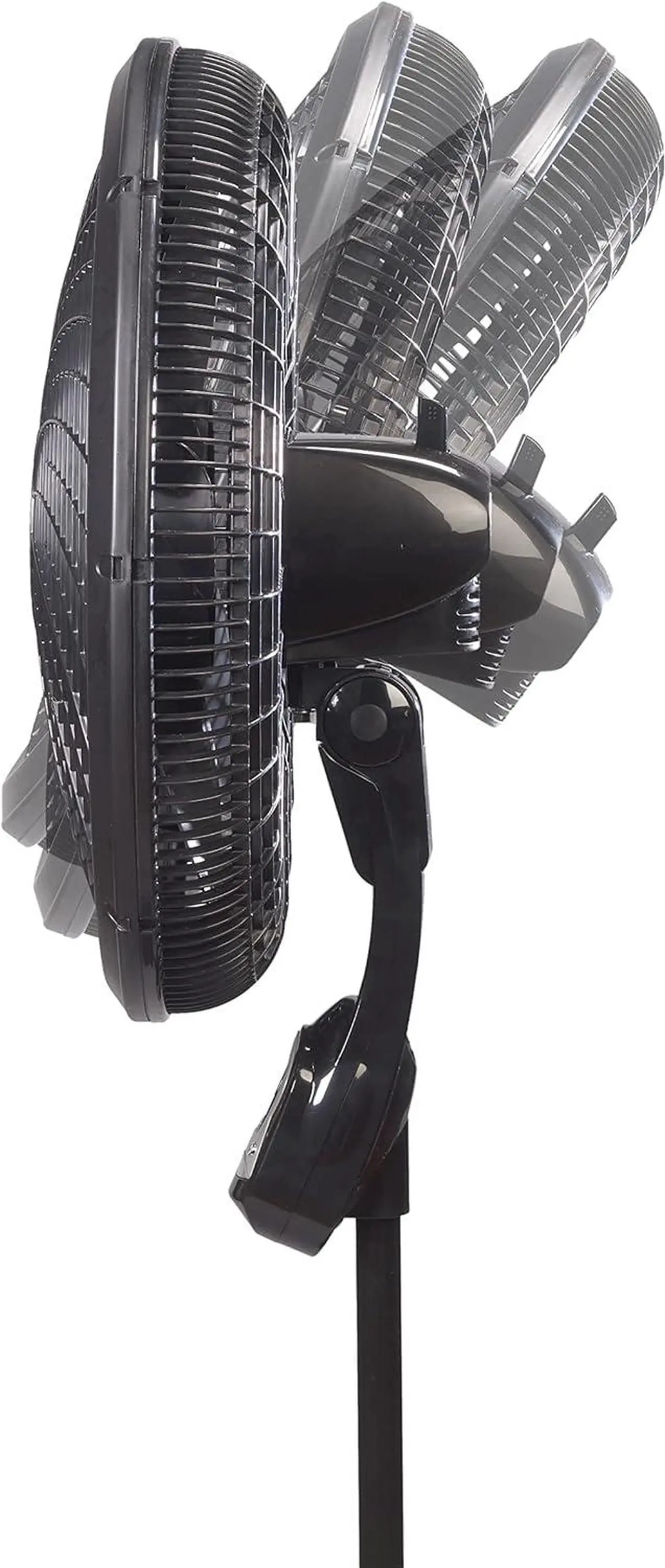 Alt view image 8 of 10 - Lasko 18" 3-Speed Oscillating Cyclone Pedestal Fan with Remote and Timer, 1843, Black