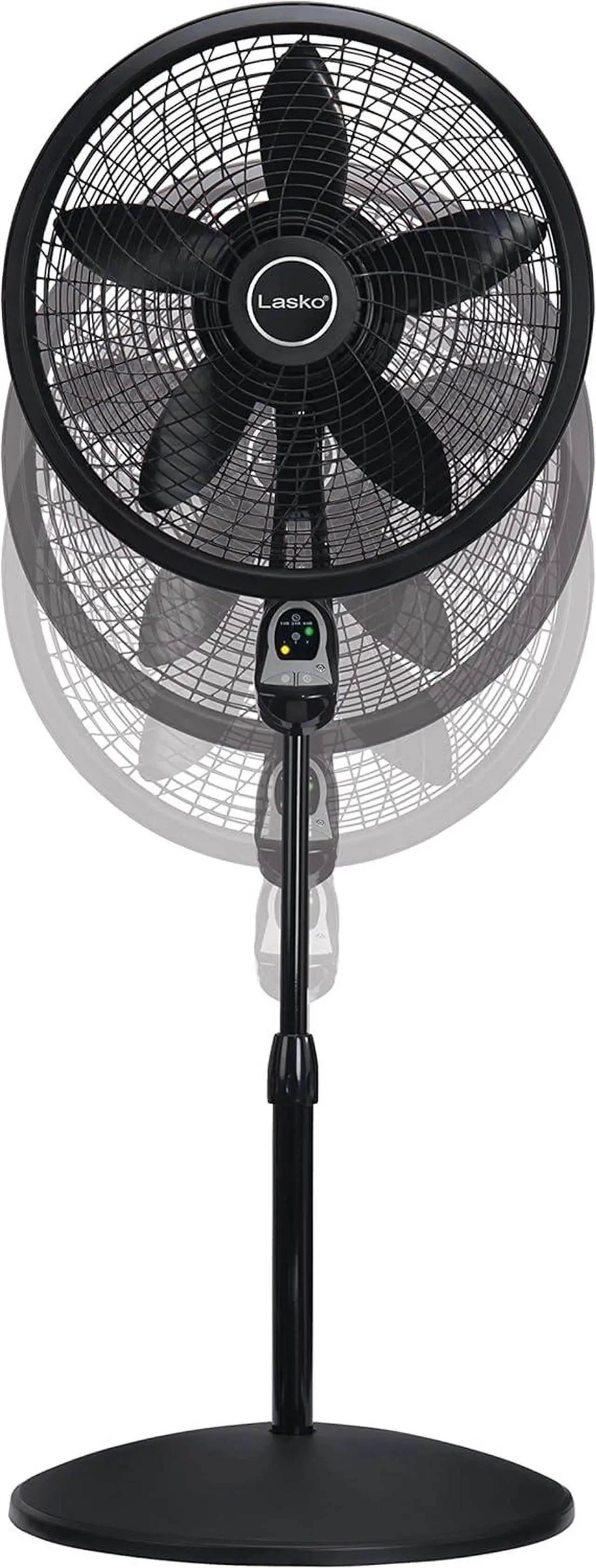Alt view image 7 of 10 - Lasko 18" 3-Speed Oscillating Cyclone Pedestal Fan with Remote and Timer, 1843, Black