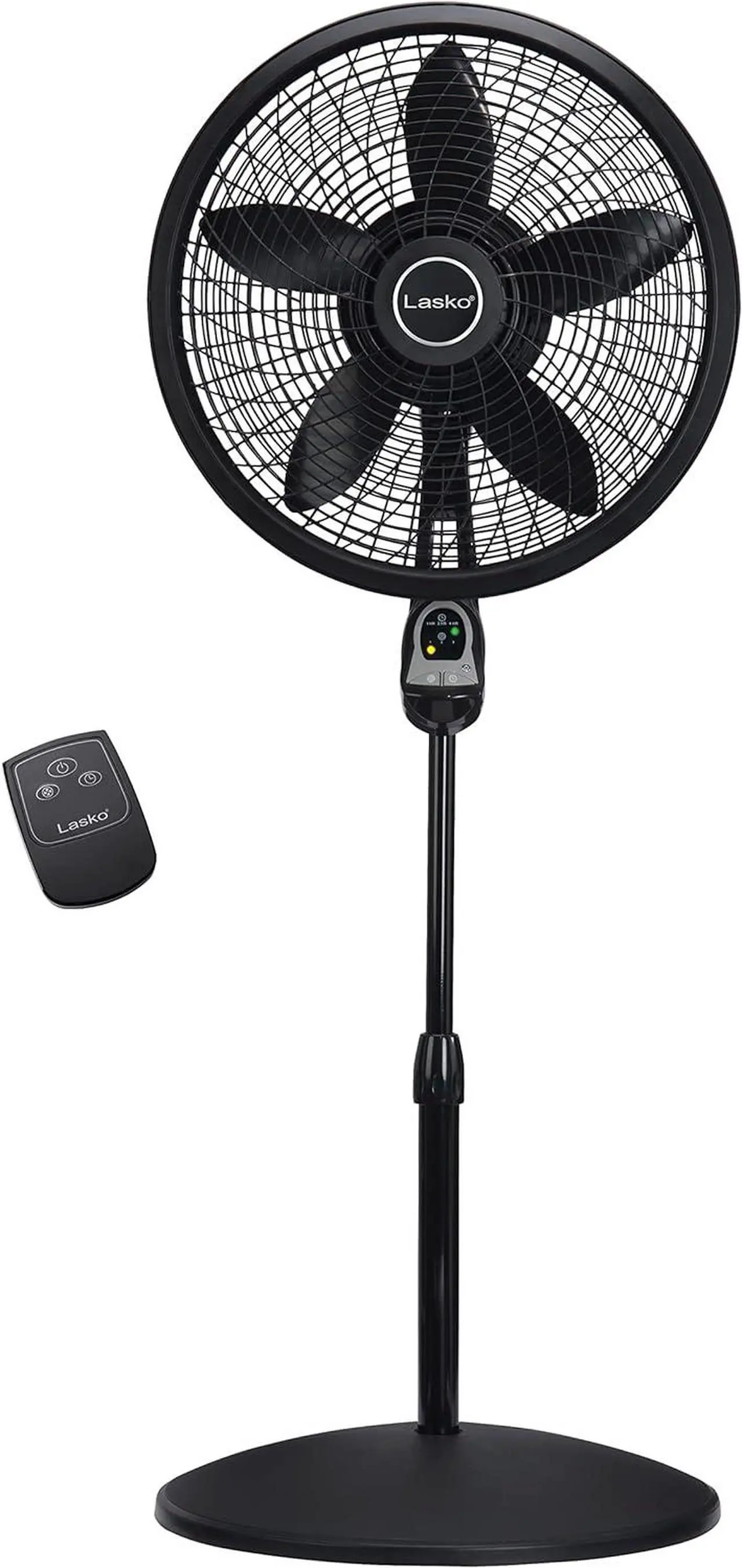 Main image of Lasko 18" 3-Speed Oscillating Cyclone Pedestal Fan with Remote and Timer, 1843, Black
