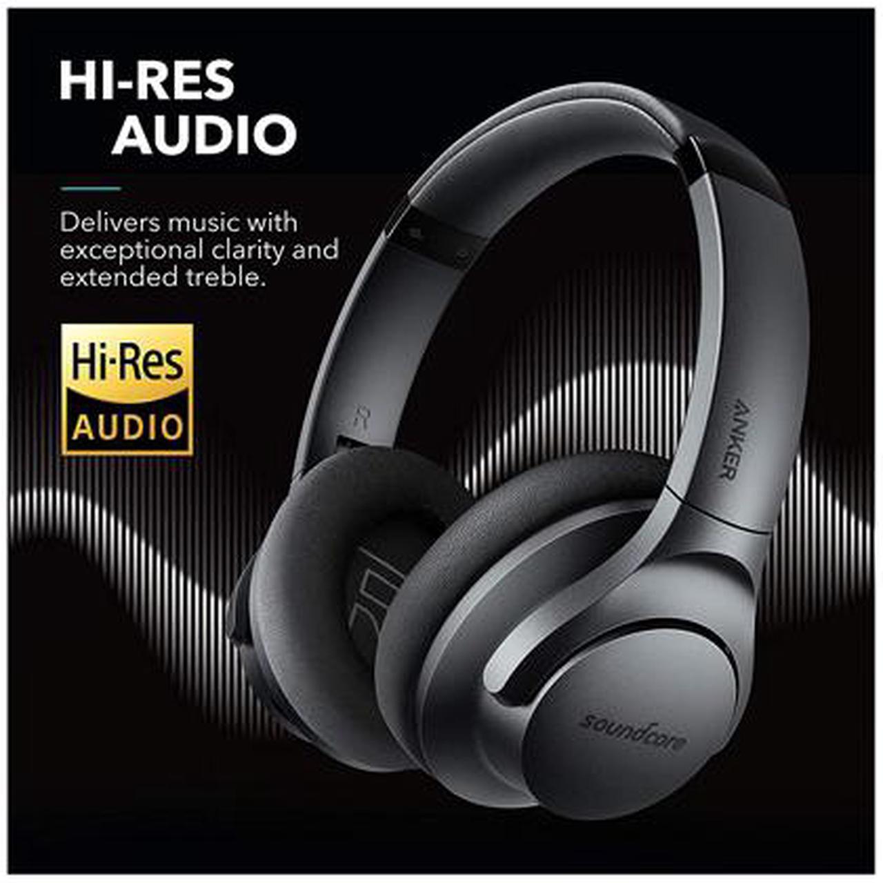 Alt view image 4 of 5 - Anker Soundcore Life Q20 Hybrid Active Noise Cancelling Headphones, Wireless Over Ear Bluetooth Headphones with 40H Playtime, Hi-Res Audio, Deep Bass, Memory Foam Ear Cups and Headband for Travel, Work