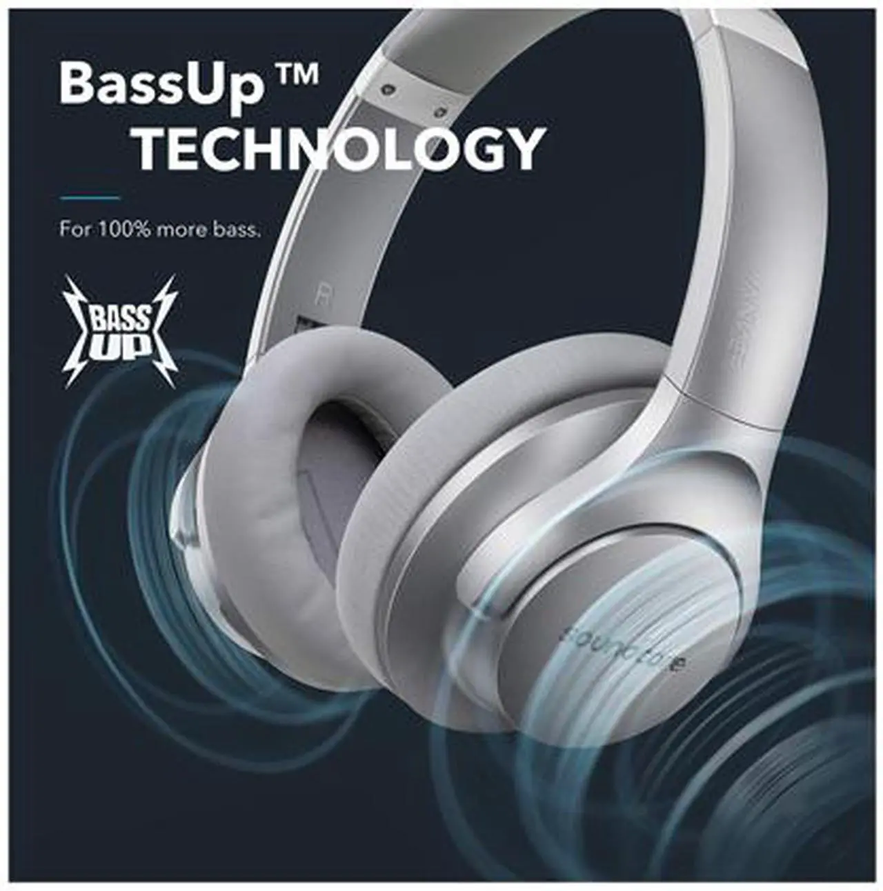 Alt view image 4 of 5 - Anker Soundcore Life Q20 Hybrid Active Noise Cancelling Headphones, Wireless Over Ear Bluetooth Headphones with 40H Playtime, Hi-Res Audio, Deep Bass, Memory Foam Ear Cups and Headband for Travel, Work