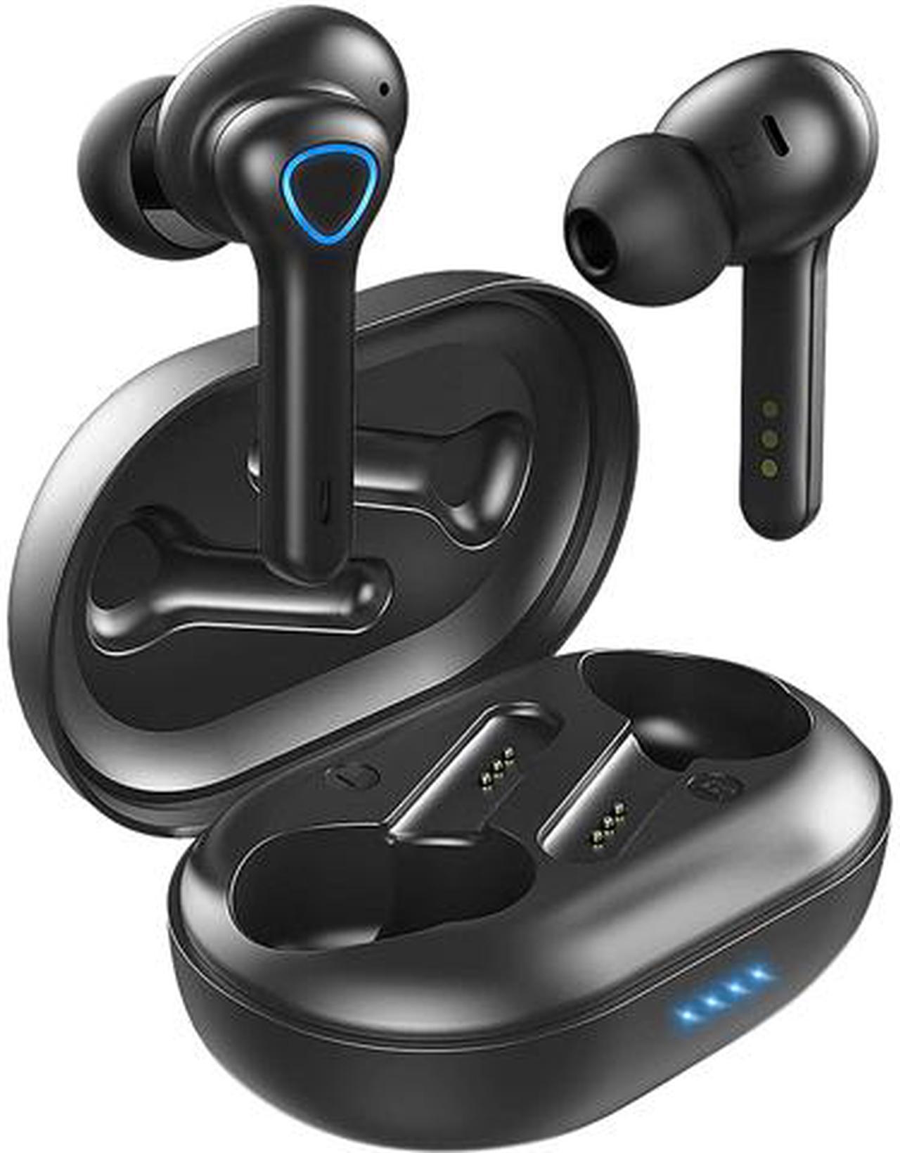 True Wireless Earbuds Headphones with CVC 8.0 Noise Reduction, Bluetooth 5.0 Earphones, AptX Deep Bass, in-Ear Touch Control, IP7 Waterproof, USB-C Quick Charge 30h Playtime Wireless Headphones Black