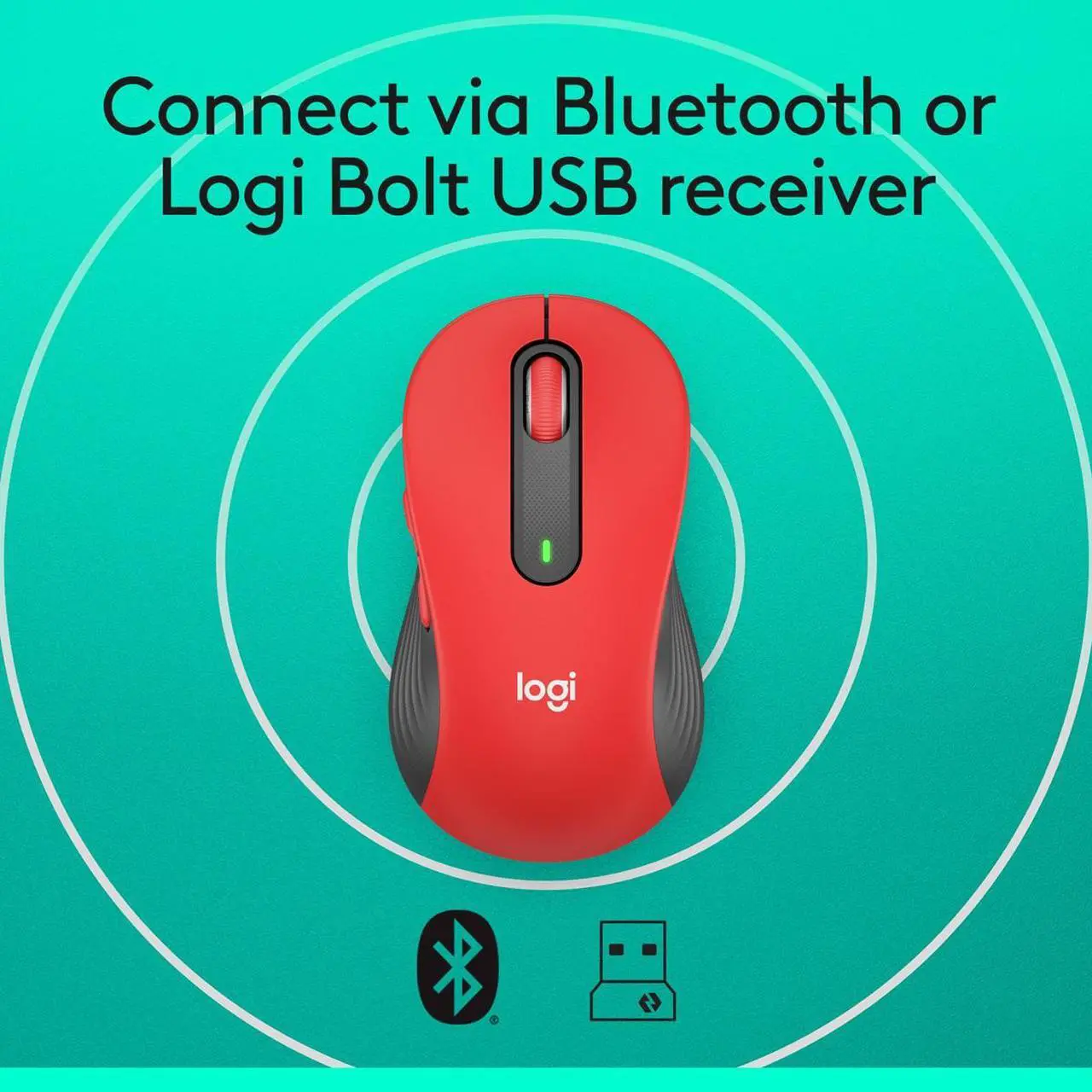 Alt view image 6 of 10 - Logitech Signature M650 L Mouse - Optical - Wireless - Bluetooth/Radio Frequency - Red - USB - 2000 dpi - Scroll Wheel - 5 Button(s) - 5 Programmable Button(s) - Large Hand/Palm Size