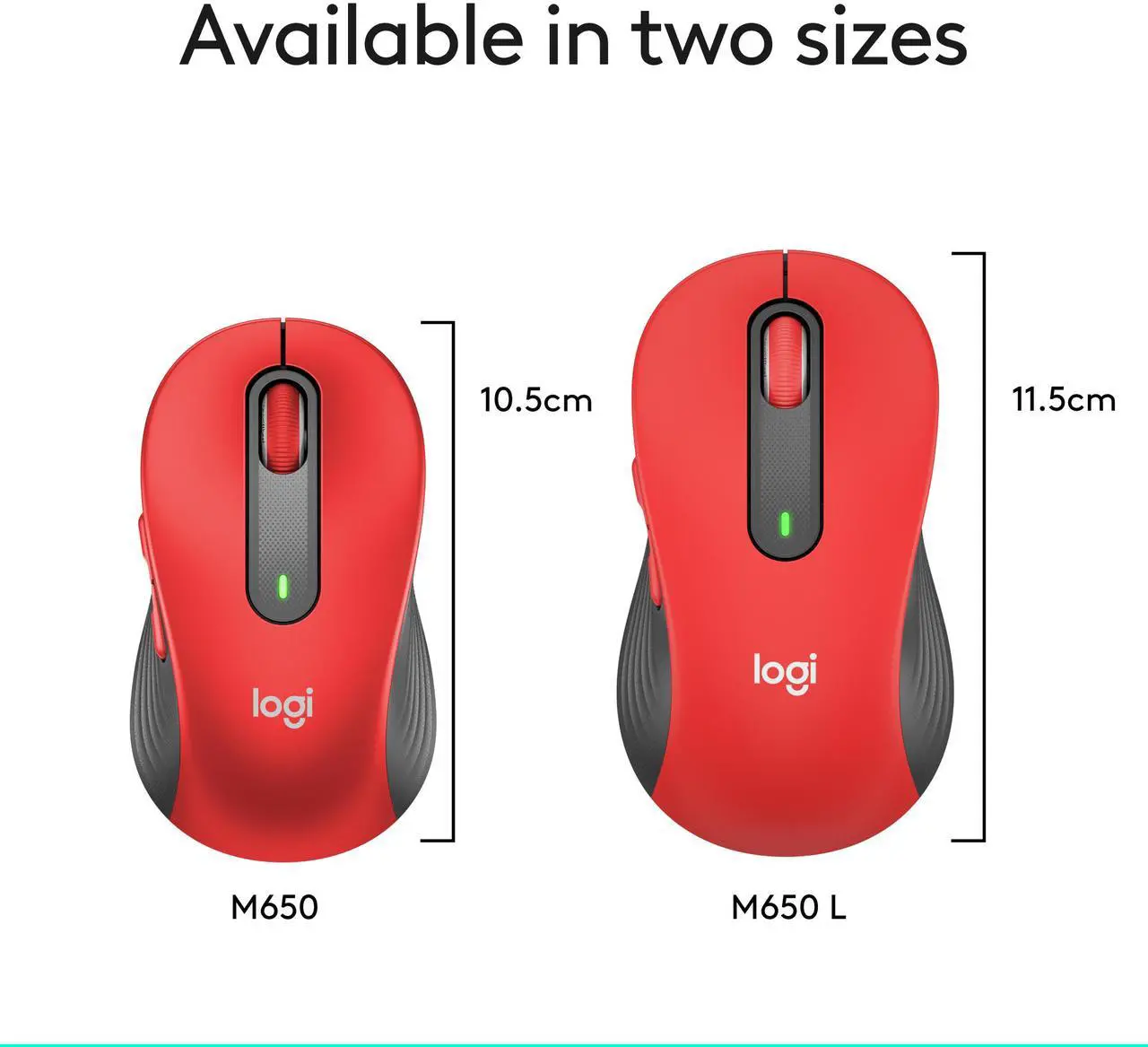 Alt view image 9 of 10 - Logitech Signature M650 L Mouse - Optical - Wireless - Bluetooth/Radio Frequency - Red - USB - 2000 dpi - Scroll Wheel - 5 Button(s) - 5 Programmable Button(s) - Large Hand/Palm Size