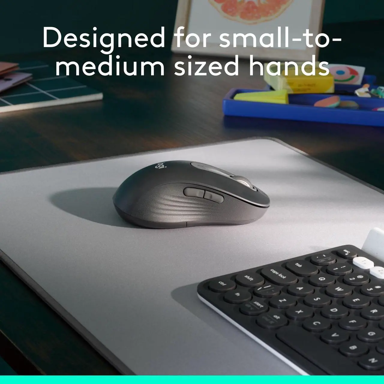 Alt view image 3 of 10 - Logitech Signature M650 L LEFT Mouse - Optical - Wireless - Bluetooth/Radio Frequency - Graphite - USB - 2000 dpi - Scroll Wheel - 5 Button(s) - 5 Programmable Button(s) - Large Hand/Palm Size - Left-