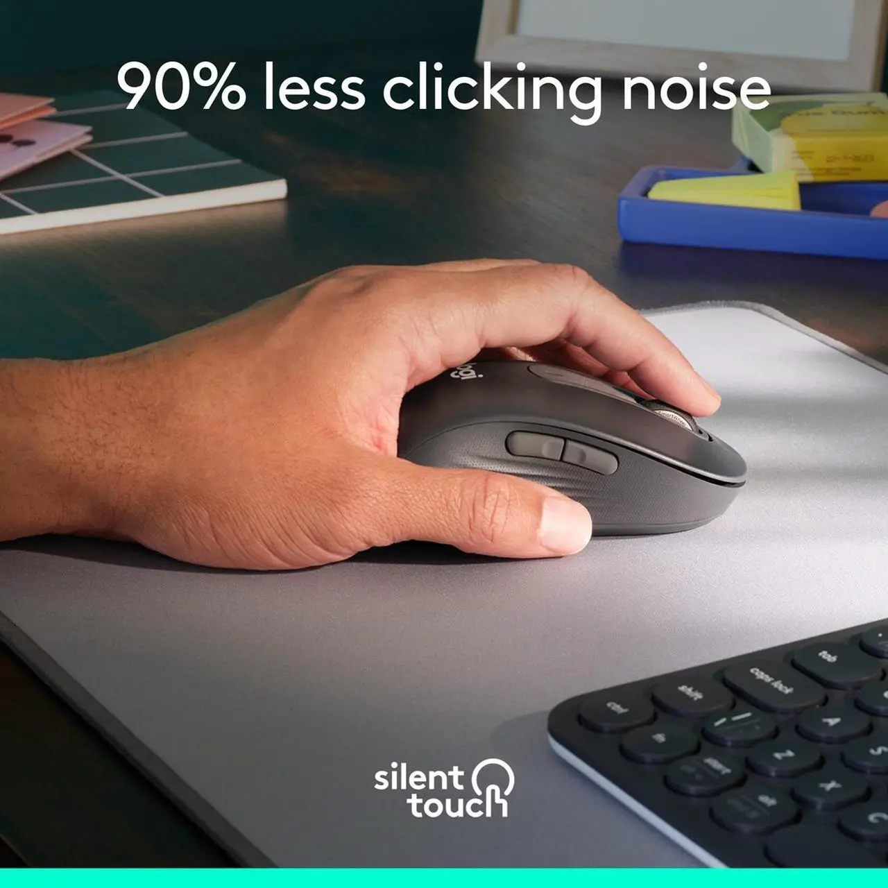Alt view image 4 of 10 - Logitech Signature M650 L LEFT Mouse - Optical - Wireless - Bluetooth/Radio Frequency - Graphite - USB - 2000 dpi - Scroll Wheel - 5 Button(s) - 5 Programmable Button(s) - Large Hand/Palm Size - Left-