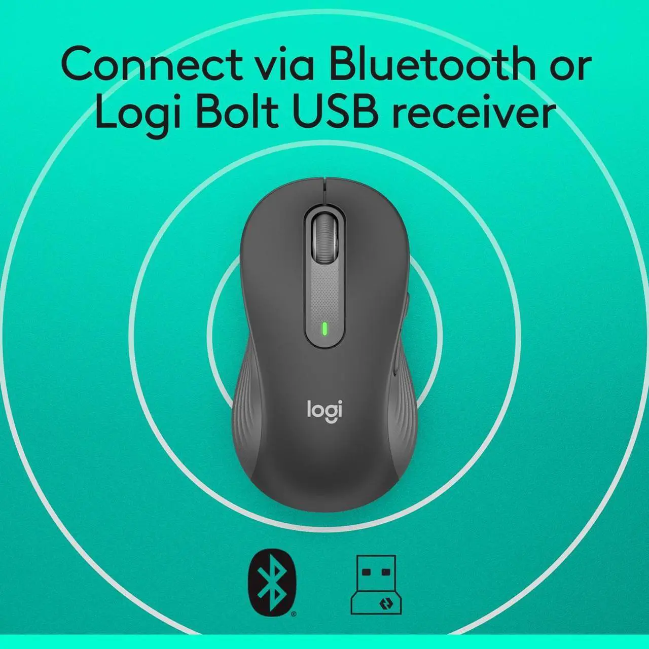 Alt view image 6 of 10 - Logitech Signature M650 L LEFT Mouse - Optical - Wireless - Bluetooth/Radio Frequency - Graphite - USB - 2000 dpi - Scroll Wheel - 5 Button(s) - 5 Programmable Button(s) - Large Hand/Palm Size - Left-