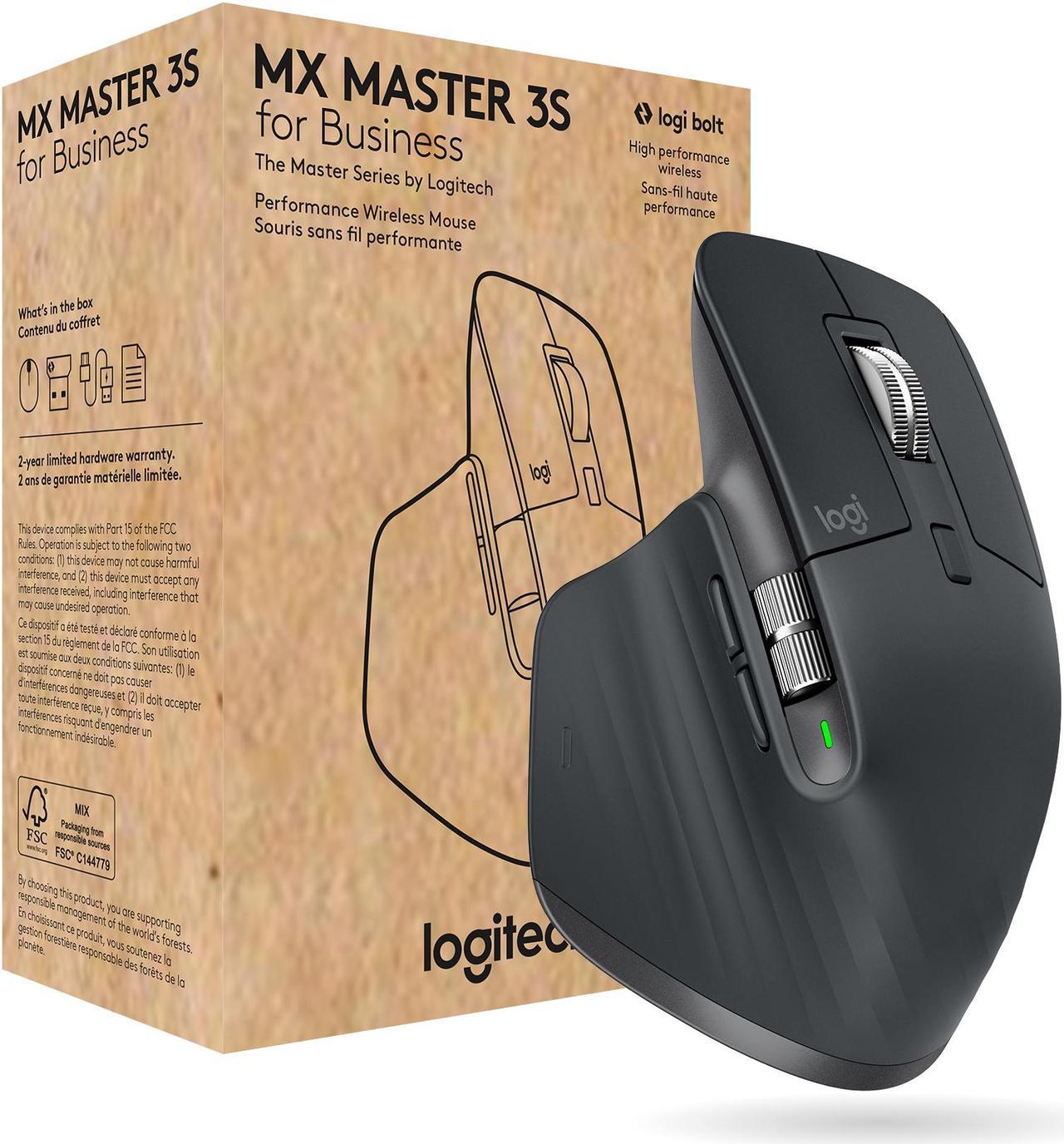 Logitech MX Master 3S for Business, Wireless Mouse with Quiet Clicks, 8K DPI, Secured Logi Bolt USB Receiver, Bluetooth, USB-C Charging, MagSpeed Scrolling, Windows/Mac/Chrome/Linux - Graphite