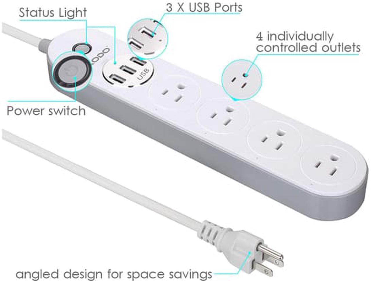 Alt view image 3 of 7 - XODO WP4 Smart Power Strip - WiFi Surge Protector with 3 USB Ports and 4 Outlets - App Controlled Appliance - Time Schedule - No Hub Required - Compatible with Alexa and Google Home Assistant