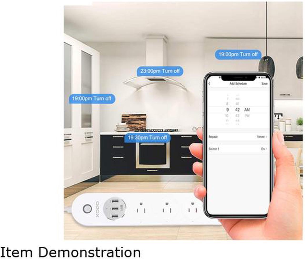 Alt view image 6 of 7 - XODO WP4 Smart Power Strip - WiFi Surge Protector with 3 USB Ports and 4 Outlets - App Controlled Appliance - Time Schedule - No Hub Required - Compatible with Alexa and Google Home Assistant