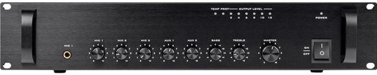 Monoprice 114886 Commercial Audio 120W 5ch 100/70V Mixer Amp with Microphone Priority (NO Logo)