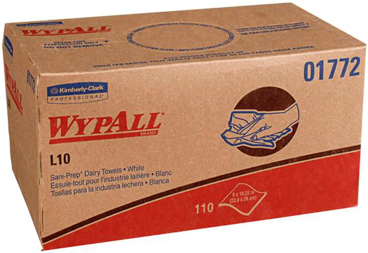 Alt view image 2 of 2 - WypAll L10 Disposable Towels (01772), Dairy Towels, 1-PLY, Pop-Up Box, White, 110 Wipes / Box