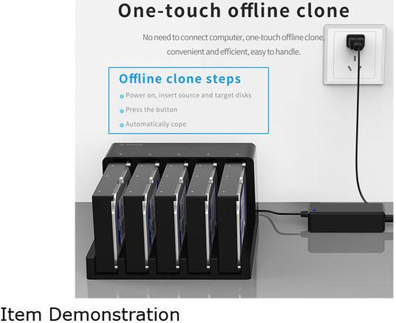 Alt view image 4 of 7 - ORICO USB 3.0 to SATA 5 Bay Hard Drive Docking Station with Duplicator Offline Clone Function for 2.5 or 3.5in HDD, SSD Support 5X 16 TB(6558US3)