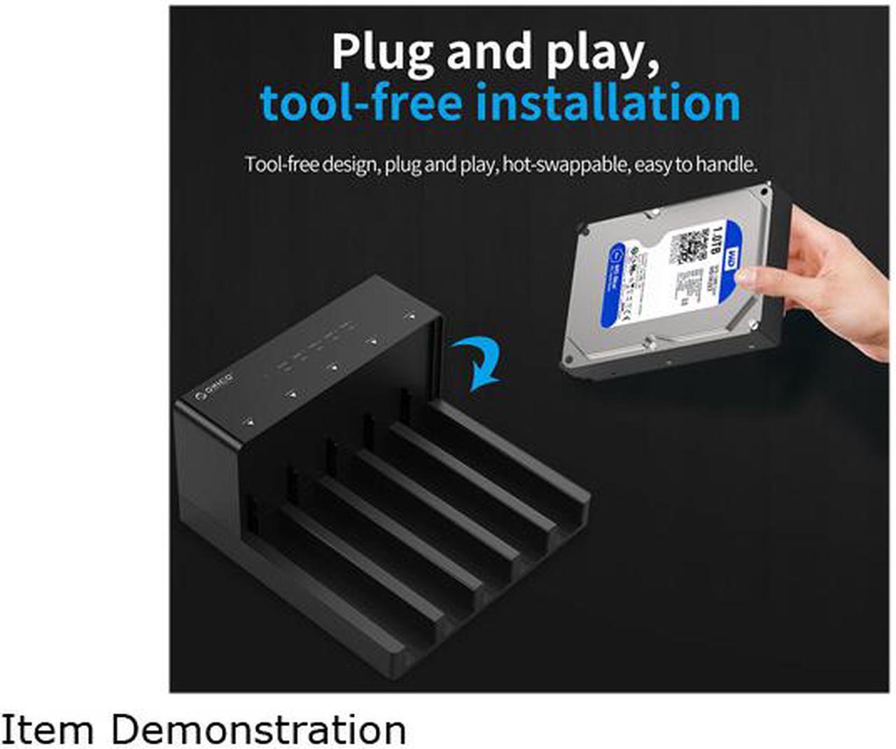 Alt view image 7 of 7 - ORICO USB 3.0 to SATA 5 Bay Hard Drive Docking Station with Duplicator Offline Clone Function for 2.5 or 3.5in HDD, SSD Support 5X 16 TB(6558US3)