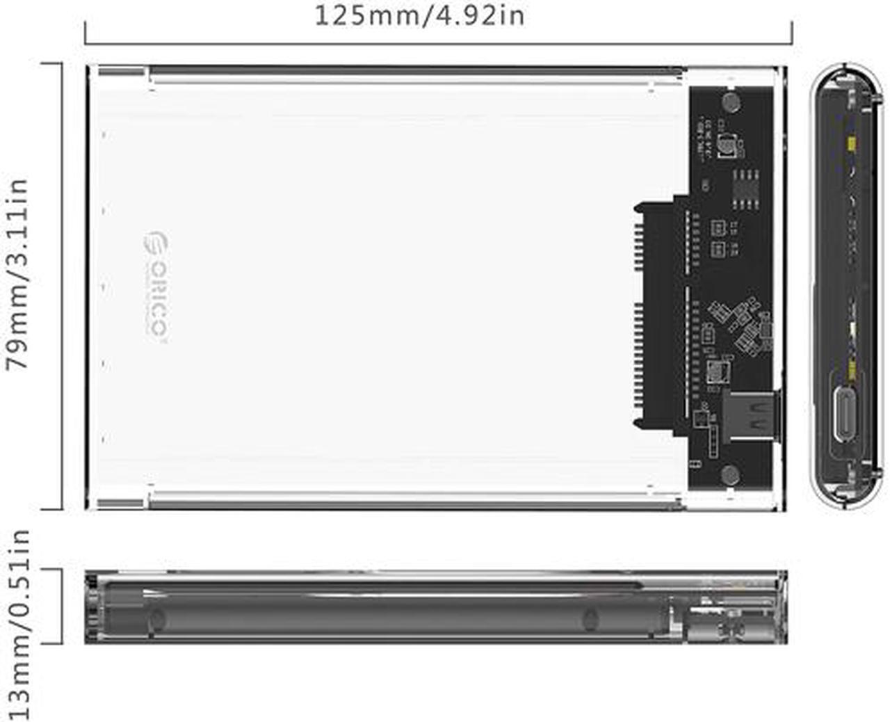 Alt view image 3 of 7 - ORICO 2.5'' Hard Drive Enclosure Type-C USB 3.1 Gen2 to SATA 6Gbps Computer External HDD Enclosure for 7 9.5mm HDD SSD Support UASP Compatible WD Seagate Toshiba Samsung Hitachi PS5-2139C3-G2