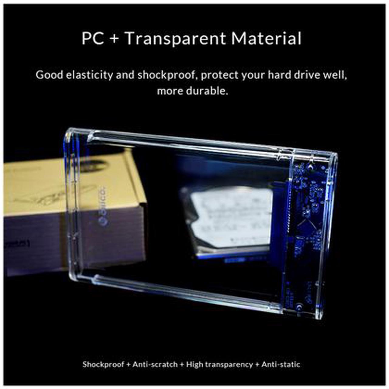 Alt view image 4 of 7 - ORICO 2.5'' Hard Drive Enclosure Type-C USB 3.1 Gen2 to SATA 6Gbps Computer External HDD Enclosure for 7 9.5mm HDD SSD Support UASP Compatible WD Seagate Toshiba Samsung Hitachi PS5-2139C3-G2