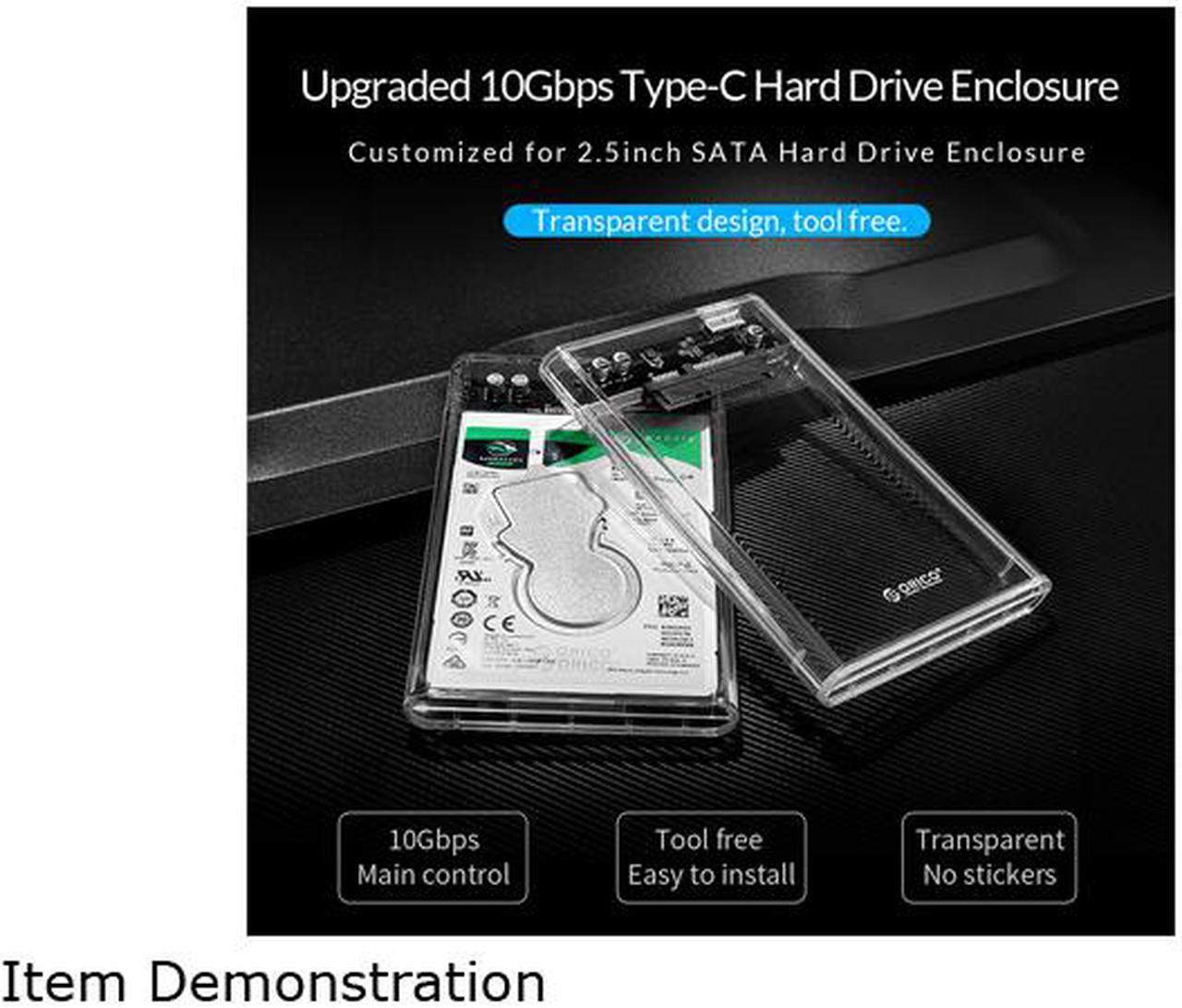 Alt view image 6 of 7 - ORICO 2.5'' Hard Drive Enclosure Type-C USB 3.1 Gen2 to SATA 6Gbps Computer External HDD Enclosure for 7 9.5mm HDD SSD Support UASP Compatible WD Seagate Toshiba Samsung Hitachi PS5-2139C3-G2