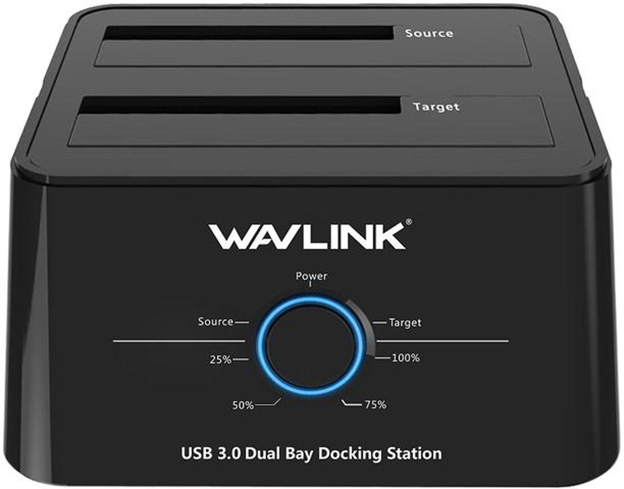 Main image of Wavlink USB 3.0 to SATA I/II/II Dual Bay External Hard Drive Docking Station for 2.5" 3.5" SATA HDD/SSD Enclosure 2x 16TB Hard Drive Enclosure With UASP, Support Offline Clone Duplicator, Auto Sleep