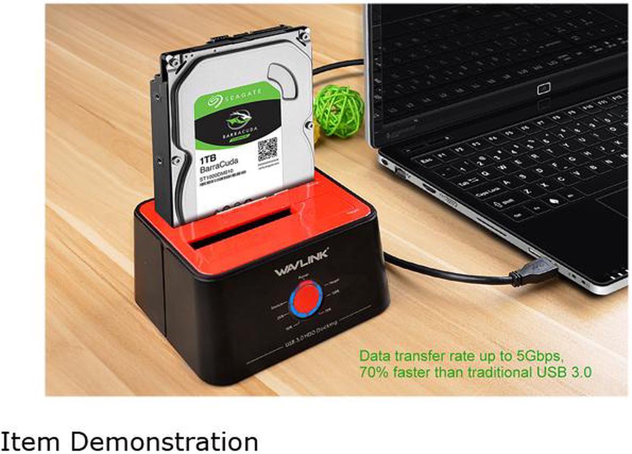 Alt view image 5 of 7 - WAVLINK USB 3.0 to SATA I/II/III Dual Bay External Hard Drive Docking Station for 2.5/3.5 Inch HDD/SSD with UASP (6Gbps), Support Offline Clone Duplicator Function [Max 16TB X2 ]
