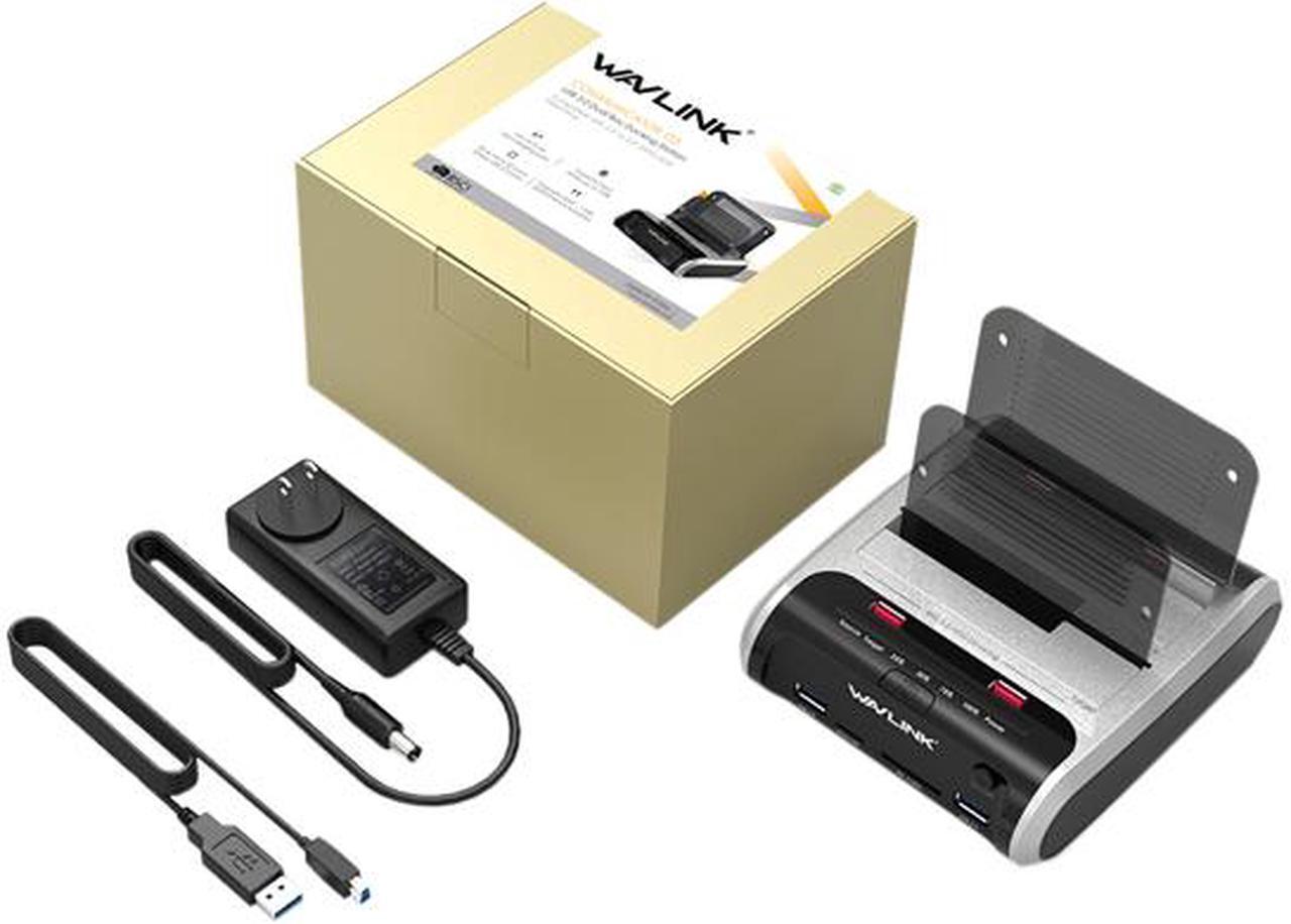 Alt view image 8 of 7 - Wavlink USB 3.0 to SATA Dual Bay External Hard Drive Docking Station for 2.5"/3.5" SATA I/II/III HDD SSD with Offline Clone & UASP, 2 USB 3.0, 2 Fast Charging Port, SD & Micro SD Card Reader, 2 x 16TB