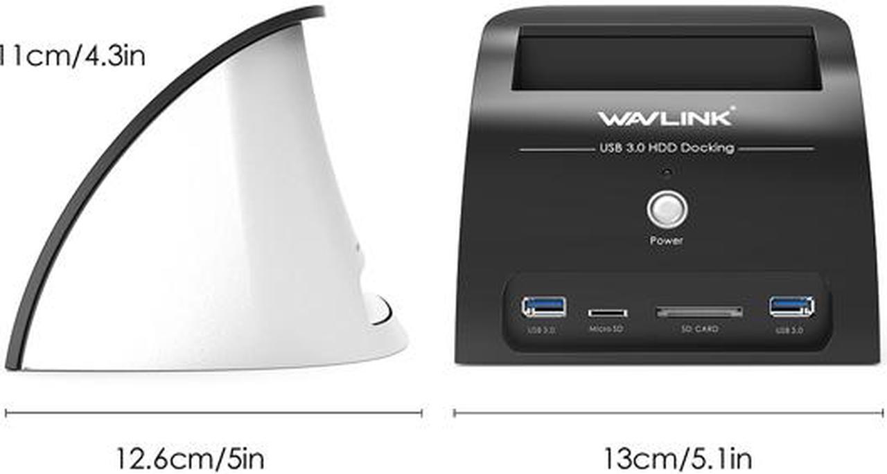 Alt view image 7 of 7 - Wavlink USB 3.0 to SATA External Hard Drive Docking Station with Card Reader and 2 Port USB 3.0 Hub and TF & SD Card For 2.5/3.5 inch HDD/SSD SATA I/II/III, One Touch Support Backup/UASP, Up to 10TB