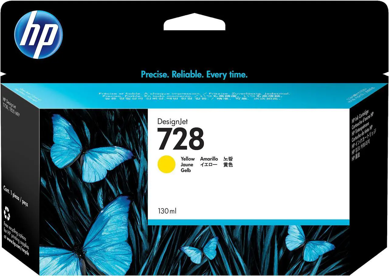 Main image of HP 728 130-ml Yellow DesignJet Ink Cartridge, F9J65A