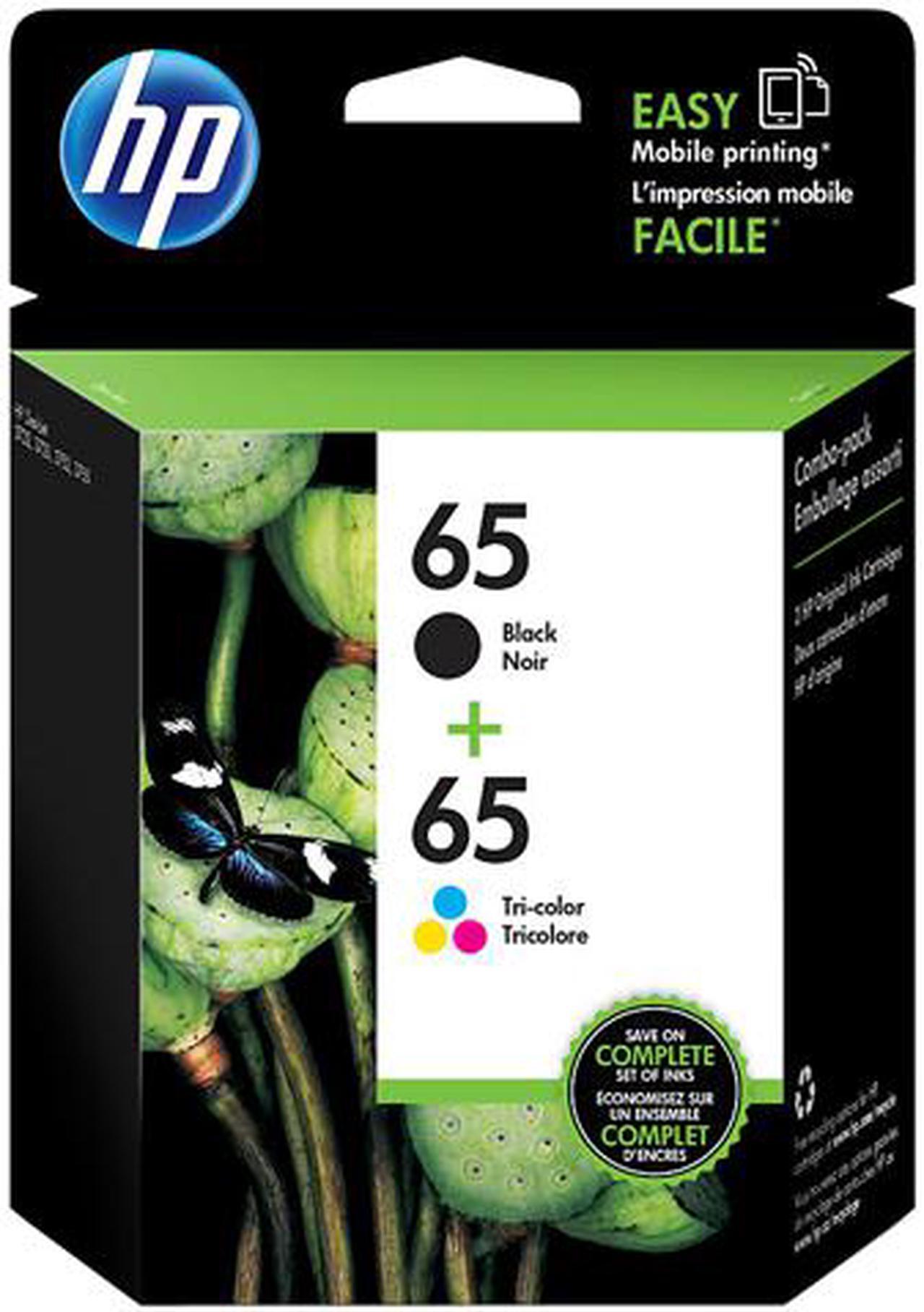 HP 65 2-pack Black/Tri-color Original Ink Cartridges, ~120 pages, T0A36AN#140