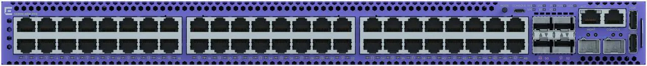 Alt view image 4 of 5 - ExtremeSwitching 5420M-448 10/100/1000BASET FDX/HDX 802.3bt 90W PoE 2 stacking/SFP-DD 4 10/25G unpopulated SFP28 MACsec capable includes fan module 2 unpopulated modular PSU slots.