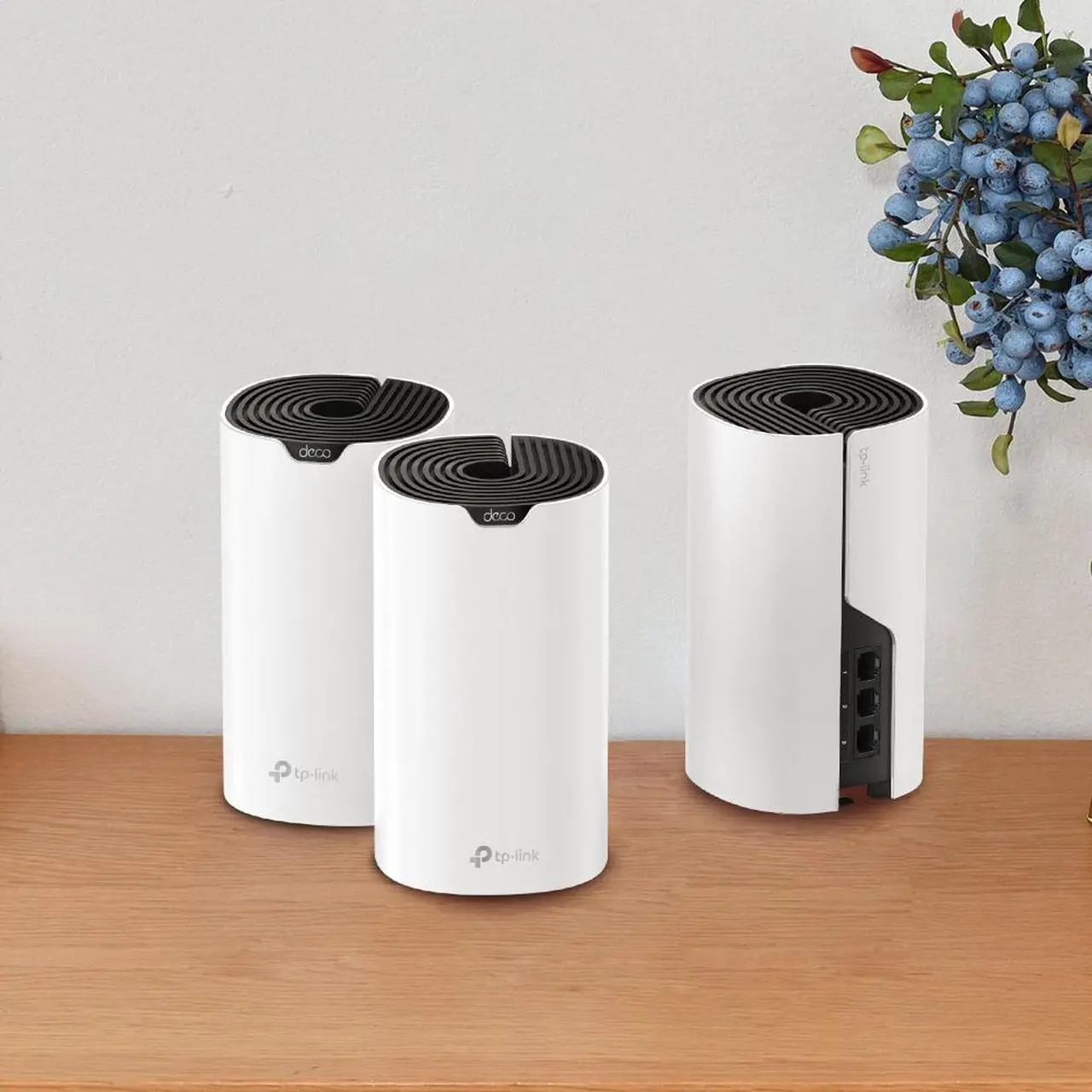 Alt view image 3 of 9 - TP-Link Deco Mesh WiFi System (Deco S4) - Up to 5,500 Sq.ft. Coverage, Replaces WiFi Router and Extender, Gigabit Ports, Works with Alexa, 3-pack
