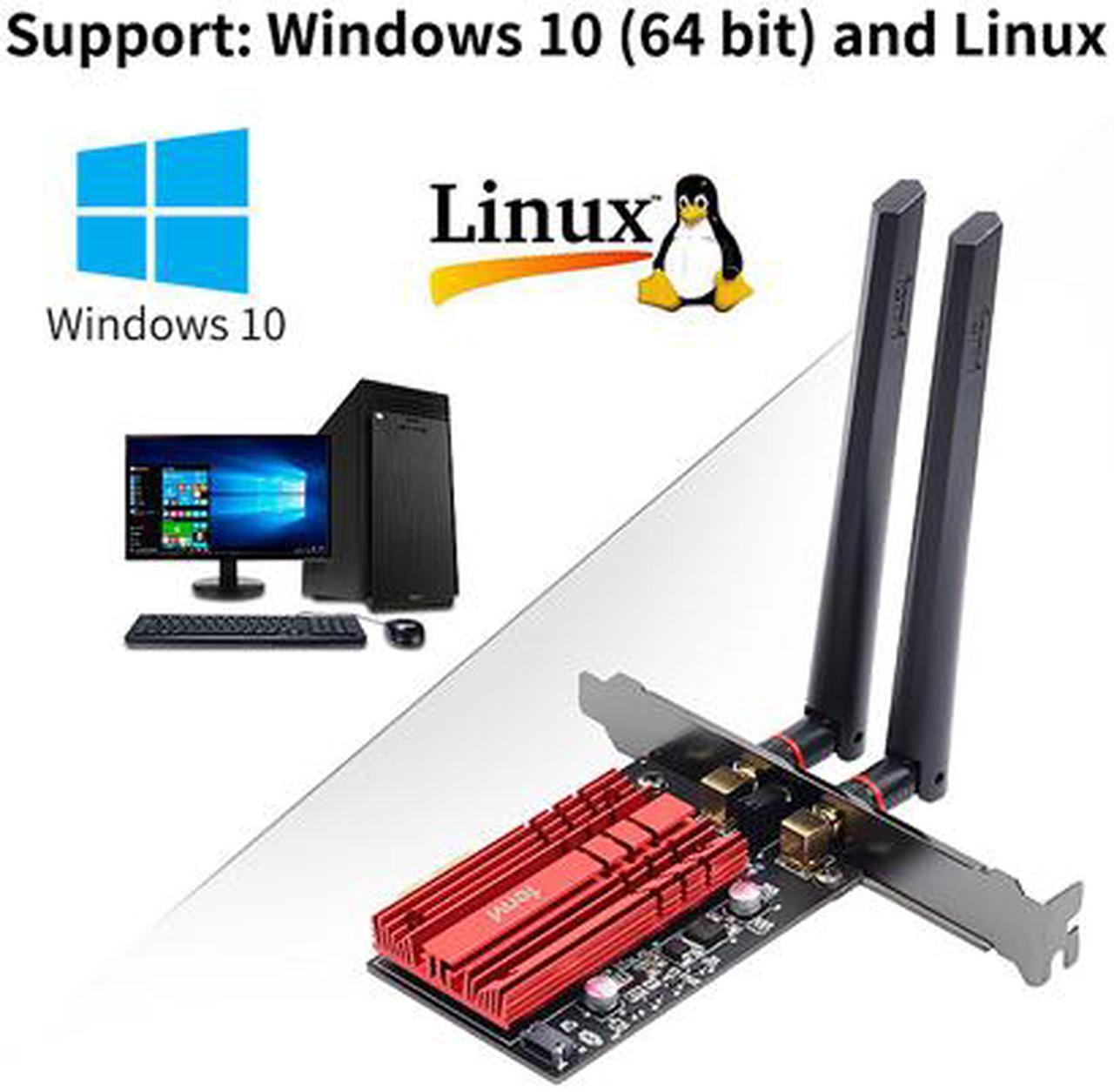 Alt view image 7 of 7 - fenvi FV-AX3000 WiFi 6 PCI-E 3000Mbps Bluetooth 5.1 Wifi Adapter Intel AX200 Wi-fi6 Card Wireless PCI Express 802.11ax/ac 2.4Ghz/5Ghz Dual Band MU-MIMO OFDMA With Heat Sink, for Windows 10/Win 11