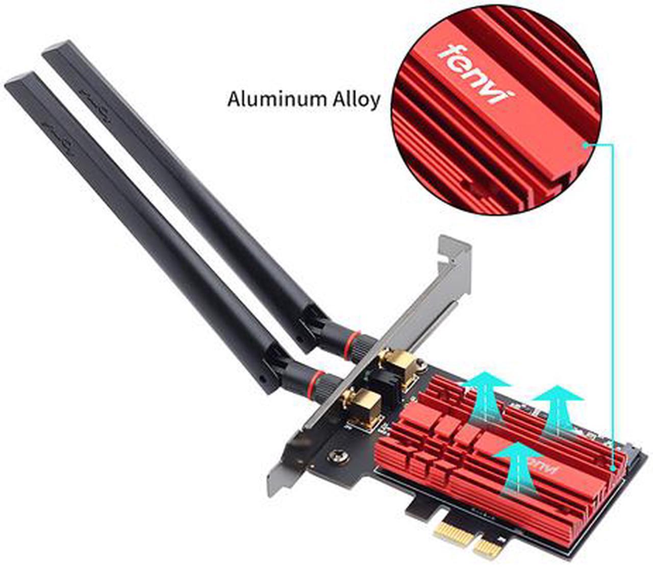 Alt view image 4 of 7 - fenvi FV-AX3000 WiFi 6 PCI-E 3000Mbps Bluetooth 5.1 Wifi Adapter Intel AX200 Wi-fi6 Card Wireless PCI Express 802.11ax/ac 2.4Ghz/5Ghz Dual Band MU-MIMO OFDMA With Heat Sink, for Windows 10/Win 11