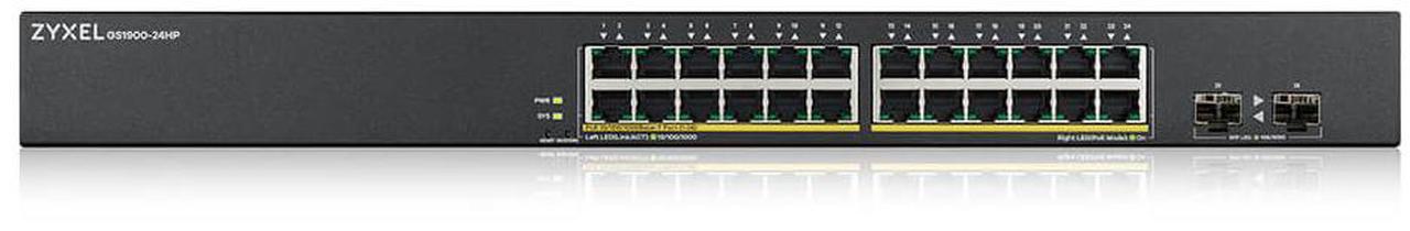 Alt view image 3 of 4 - ZyXEL 24-Port Gigabit Smart Managed PoE Switch, 24 PoE+ Ports at 170W with 2 SFP Uplinks, TAA Compliant, GS1900-24HPV2
