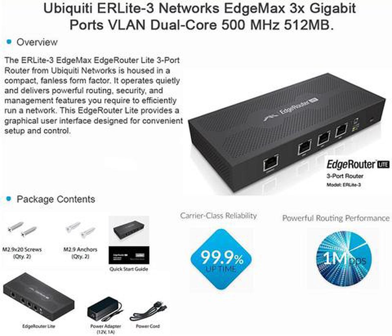 Alt view image 7 of 7 - Ubiquiti ERLite-3-US Edgemax EdgeRouter Lite-3 3x Gigabit LAN Ports