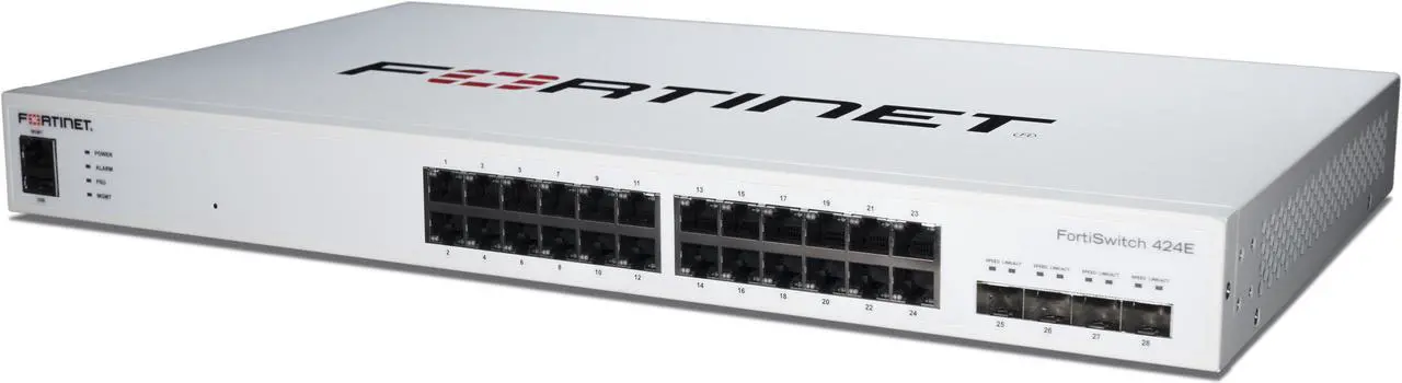 Main image of FortiSwitch-424E Layer 2/3 FortiGate switch controller compatible switch with 24 x GE RJ45 ports, 4 x 10 GE SFP+ uplinks