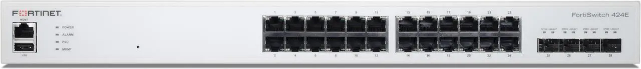Alt view image 2 of 3 - FortiSwitch-424E Layer 2/3 FortiGate switch controller compatible switch with 24 x GE RJ45 ports, 4 x 10 GE SFP+ uplinks