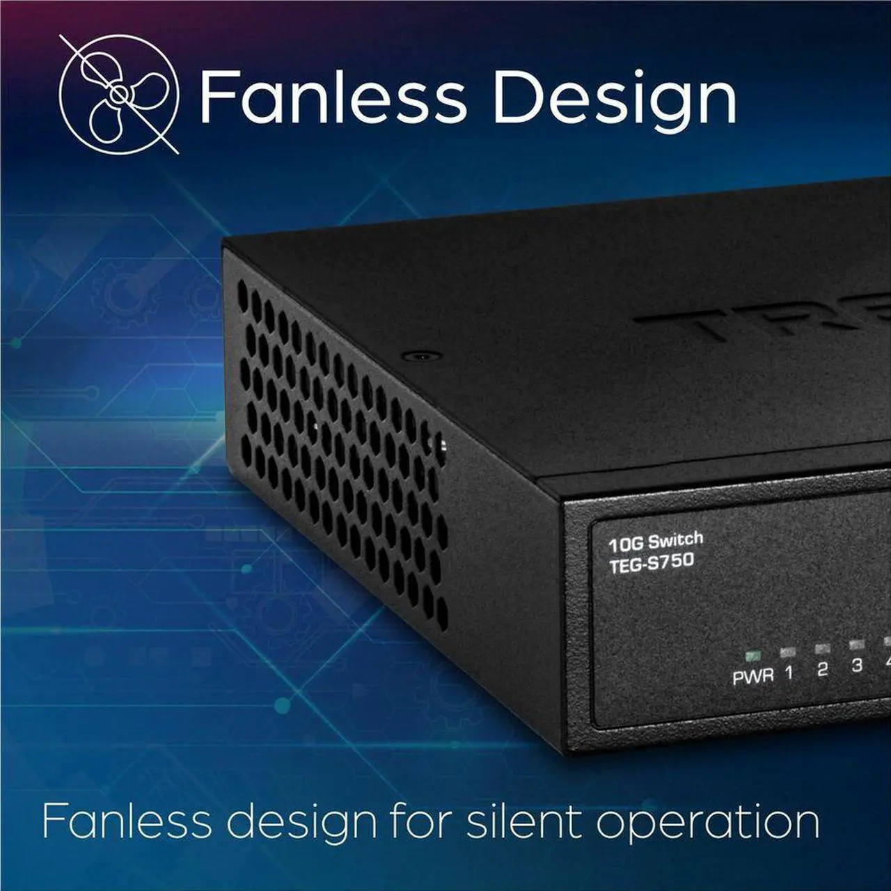 Alt view image 7 of 11 - TRENDnet 5-Port 10G Switch, TEG-S750, 5 x 10G RJ-45 Ports, 100Gbps Switching Capacity, Supports 2.5G and 5G-Base-T Connections, Ethernet Splitter, NDAA & TAA Compliant, Lifetime Protection, Black